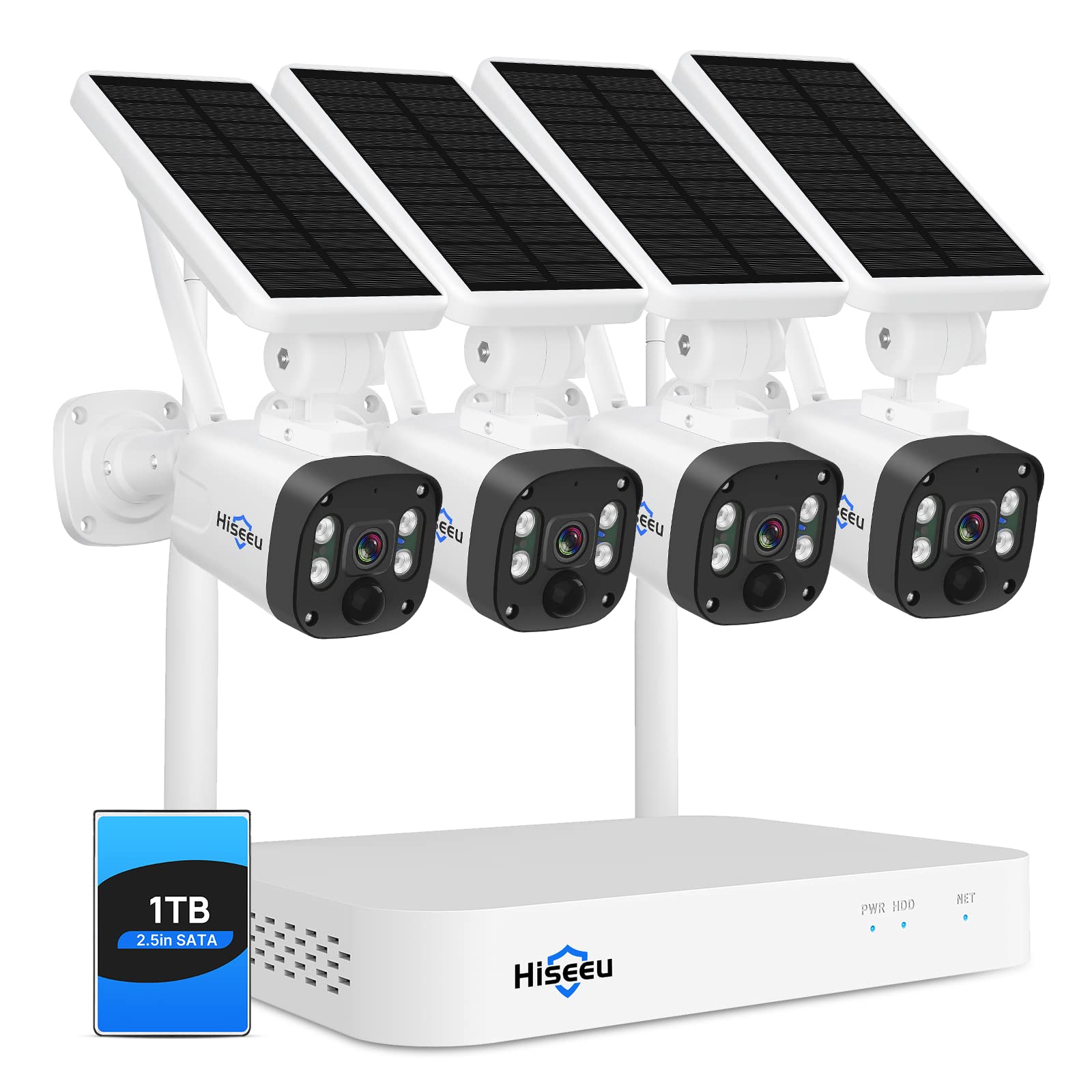 Hiseeu Solar Wireless Security Camera System: 1TB HDD, 4MP Spotlight