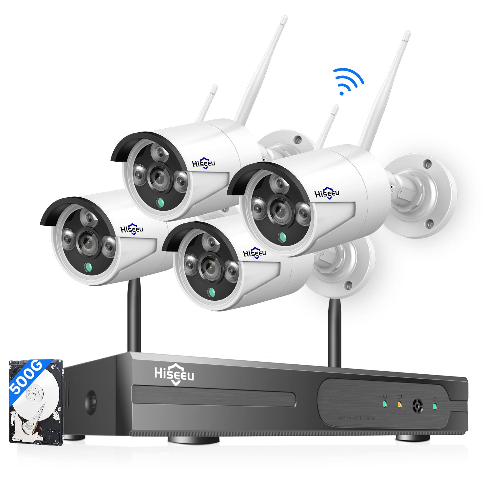 Hiseeu 4PC 5MP Home Security Camera System with NVR