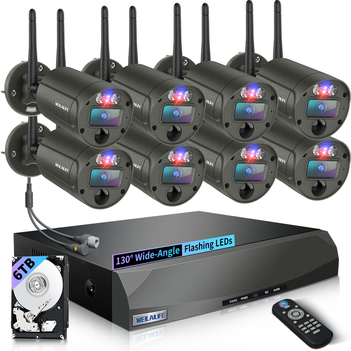 Wireless Security Camera System with 90 Days Storage
